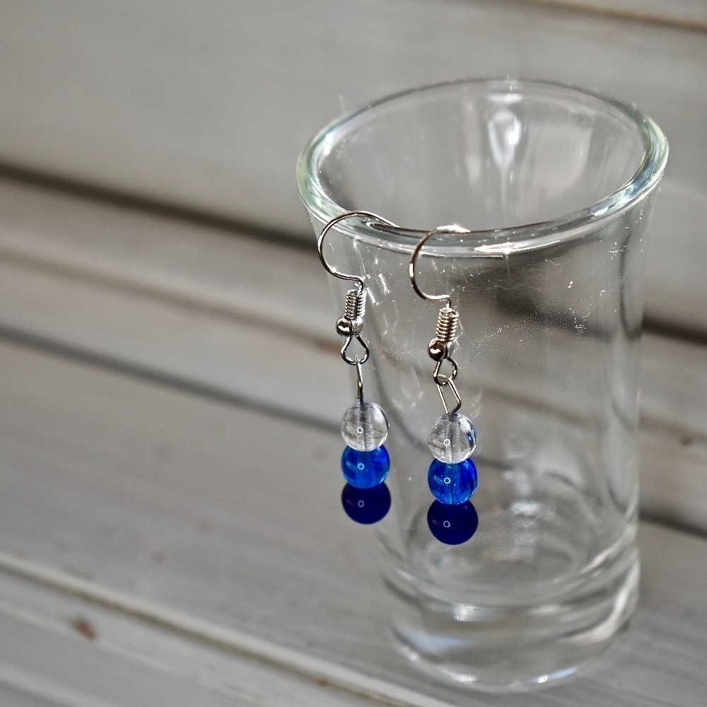 Blue Trio Beaded Earrings